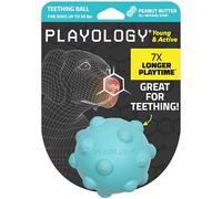 Playology Dog Toys | Puppy Toy Teething Ball Designed for Young & Active Dogs | Medium Peanut Butter Scented Toy Made from Non Toxic Materials