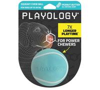 Playology Squeaky Chew Ball for Dogs | Engaging All-Natural Peanut Butter Scented Toy for Medium Dogs up to 50lbs | Squeak, Fetch, and Play