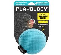 Playology Plush Squeaky Ball | Engaging All Natural Peanut Butter Scented Plush Dog Toy with Interactive Squeaker for Large to X-Large Dogs 50lbs & up | Easy to Clean | Squeak, Chew, Fetch, and Play!