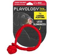 Playology Puppy Tough Knot Tug Toy for Young & Active Dogs | Engaging All-Natural Beef Scented Medium Sized Interactive Tug & Chew Dog Toy for Puppies up to 50lbs