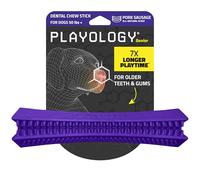 Playology Silver Dental Chew Stick for Large to X-Large Senior Dogs 50lbs & up | Engaging All-Natural Pork Sausage Scented Dog Chew Toy | Non-Toxic Material | Moderate Chewing for Older Teeths