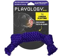 Playology Silver Dri-Tech Dental Rope for Medium Senior Dogs up to 50lbs | Engaging All-Natural Pork Sausage Scented Dog Chew Toy | Non-Toxic Materials for Older Teeth
