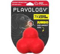 Playology Squeaky Bounce Ball for Large Dog Breeds (35lbs and Up) - Engaging All-Natural Beef Scented Rubber Dog Chew Toy for Heavy Chewers - Easy to Clean - Interactive & Non-Toxic Materials