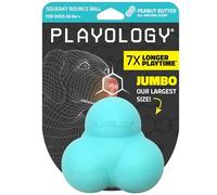 Playology Squeaky Bounce Ball for Large Dog Breeds (35lbs and Up) - Engaging All-Natural Peanut Butter Scented Rubber Dog Chew Toy for Heavy Chewers - Easy to Clean - Interactive & Non-Toxic Materials