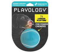 Playology Squeaky Chew Ball for Dogs | Engaging All-Natural Peanut Butter Scented Toy for Medium Dogs up to 50lbs | Squeak, Fetch, and Play