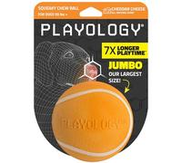 Playology Squeaky Dog Toy | Durable Rubber Interactive Dog Ball | Cheddar Cheese Scented Fetch Ball for Large Dogs | Floating Dog Toy Made from Non Toxic Materials