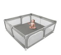 Playpen for Baby and Toddlers, Included Baby Playpens Pull Up Rings with Balls, Infant Indoor Kids Activity Center Saftety Play Fence Yard Easy to Install (浅灰色, 150 * 180)