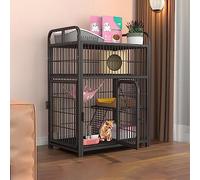 Playpen for Cats, Large Wire Cat Cage, Kitten Playpen for Indoor Cats, Cat Crate with Bed Ladder, Pet Enclosure Home for Ferrets Kittens, Sturdier Construction,Black-78 * 52 * 101cm
