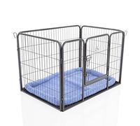 Playpen Heavy Duty Puppy Inc Blue Faux Sheepskin Bed Dog Crate by Cozy Pet 70cm High Medium 4 Sizes Rabbit Run Dog Cage Whelping Box with Heavy Duty ABS Floor HDDP02 + SB42BL.