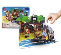 PLAYPRESS Pirate Island Pop-out Playset - Eco-Friendly Building Toys - Easy Storage - Construction Toys for Ages 4+