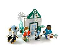 PLAYPRESS Vets Mini Pop-out Playset - Eco-Friendly Building Toys - Easy Storage - Construction Toys for Ages 5+