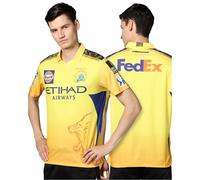 playR Chennai Super Kings Authentic Fan Jersey IPL 2025 Adult Plain Half Sleeve, Size - XL Yellow