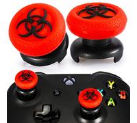 Playrealm FPS Thumbstick Extender & 3D Texture Rubber Silicone Grip Cover 2 Sets for Xbox Series X/S & Xbox One Controller (BioH Red)