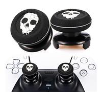 Playrealm FPS Thumbstick Extender & Printing Rubber Silicone Grip Cover 2 Sets for PS5 Dualsenese & PS4 Controller (Ghost)