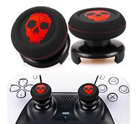 Playrealm FPS Thumbstick Extender & Printing Rubber Silicone Grip Cover 2 Sets for PS5 Dualsenese & PS4 Controller (Ghost Red)