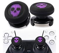 Playrealm FPS Thumbstick Extender & Printing Rubber Silicone Grip Cover 2 Sets for PS5 Dualsenese & PS4 Controller (Ghost Purple）