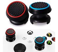 Playrealm FPS Thumbstick Extender & Printing Rubber Silicone Grip Cover 2 Sets for Xbox Series X/S & Xbox One Controller (Black Red+Blue)