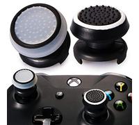 Playrealm FPS Thumbstick Extender & Printing Rubber Silicone Grip Cover 2 Sets for Xbox Series X/S & Xbox One Controller (Black+Clear)