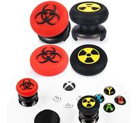 Playrealm FPS Thumbstick Extender & Printing Rubber Silicone Grip Cover 4 for Xbox Series X/S & Xbox One Controller (BioH Red&Radiation Black)
