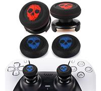 Playrealm FPS Thumbstick Extender & Printing Rubber Silicone Grip Cover 4 Sets for PS5 Dualsenese & PS4 Controller (Ghost Red+Blue)