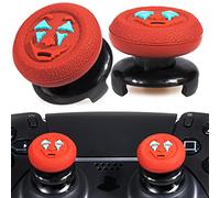 Playrealm FPS Thumbstick Extender & Texture Rubber Silicone Grip Cover 2 Sets for PS5 Dualsenese & PS4 Controller (Joker Red)