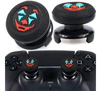 Playrealm FPS Thumbstick Extender & Texture Rubber Silicone Grip Cover 2 Sets for PS5 Dualsenese & PS4 Controller (Joker Black)