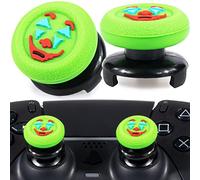 Playrealm FPS Thumbstick Extender & Texture Rubber Silicone Grip Cover 2 Sets for PS5 Dualsenese & PS4 Controller (Joker Green)