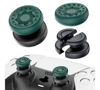 PlayRealm NO Falling Off Thumbstick Extender & Silicone Grip 2 Sets for PS5 & PS4 Controller (Whirlpool Green)