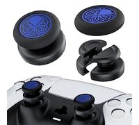 PlayRealm NO Falling Off Thumbstick Extender & Silicone Grip Cover 2 Sets for PS5 & PS4 Controller (Cthulhu Blue)