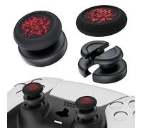 PlayRealm NO FALLING OFF Thumbstick Extender & Silicone Grip Cover 2 Sets for PS5 & PS4 Controller (CthulhuII Red)