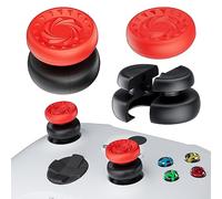 PlayRealm NO Falling Off Thumbstick Extender & Silicone Grip Cover 2 Sets for Xbox Series X/S & Xbox One S/X Controller (Red)