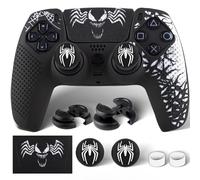 PlayRealm Silicone Skin Cover Sticker x 1 & Extender Grips x 2 for PS5 Controller Venom White