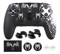 PlayRealm Silicone Skin Cover Sticker x 1 & Extender Grips x 2 for PS5 Edge Controller Elite Venom White
