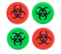 Playrealm Soft Rubber Silicone 3D Texture Thumb Grip Cover x 4 for PS5, PS4, Xbox Series X/S, Xbox One, Switch PRO Controller (BioH Red Green Pack)