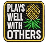 Plays Well with Others 3 Inch Embroidered Patch - Cute Pineapple - Applique Iron On Patch for Clothes Jeans Hats Bags