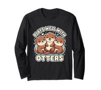 Plays Well with Otters Funny Otter Lover Kawaii Long Sleeve T-Shirt