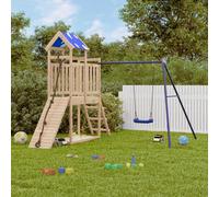 Playset Solid Pine Wood Blue 242x248x215 cm Kids Wooden Climb Wall Swing XL Set