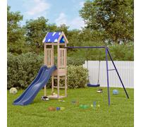 Playset Solid Pine Wood Blue Slide Swing Sandpit 238x321x208 cm Outdoor Timber
