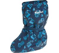 Playshoes Unisex Kid's Waterproof Footies with Fleece Lining Rain Booties, Marine Building Site, S