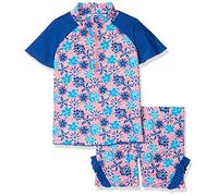 Playshoes Girl's 2 Piece Sun Protection Flowers Swim Set, Multicolour (LACHS 41), 122 (Manufacturer size: 122/128)