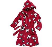 Playshoes Kinder Fleece-Bademantel Fußball Rot