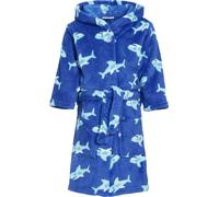 Playshoes Unisex Kids Fleece bathrobe shark Homewear bathrobe, Blue (Original), 110-116