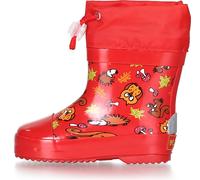 Playshoes Kinder Gummistiefel Halbschaft Waldtiere gefüttert Rot