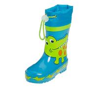 Playshoes Rain Boot Wellies Fire Crocodile Wellington Rubber, Blue (Blau/Gruen 791), 6 UK Child
