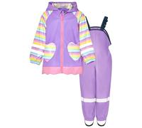 Playshoes Two Piece Waterproof Rain Suit Mud Suit, Unicorn Lilac, 128