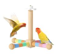 Playstand Perch - Healthy Claw Trimmer Tool | Interactive Reversible Tree | 21 x 21 cm Sturdy Base Assembly | Solid Wood Rope Material Set | For Parakeets, Lovebirds, Finches, Indoor Aviary