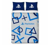 PlayStation Character World Blue Double Duvet Cover Officially Licensed Sony Reversible Two Sided Game Bed Design with Matching Pillowcase, Cotton, Blue, PYSBLEDD001UK2