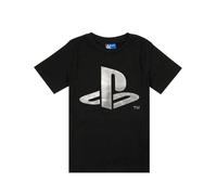 PlayStation Foil Logo Print Boy's Kids Childs Black Short Sleeved T-Shirt (7-8 Years)