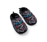 PlayStation Boys Black Slip On Loafer Slippers | Graphic Print with Controller Symbols & 'Player One, Forever Gaming' | Indoor Wear for Gamers Merch - 3 UK