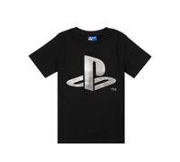 PlayStation Foil Logo Print Boy's Kids Childs Black Short Sleeved T-Shirt (7-8 Years)